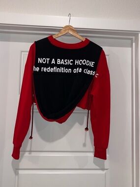 Zara Red & Black Women's Cropped Hoodie - Not A Basic Hoodie
